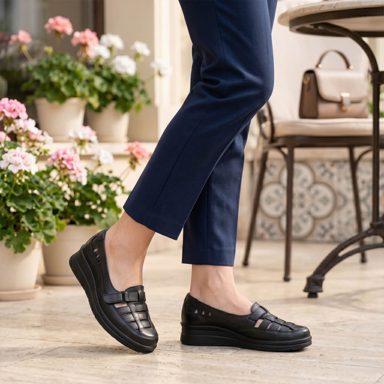 AGNES-H Kadın Deri Ayakkabı Siyah - Forelli (1)