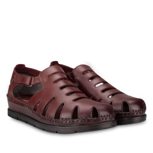 ALENA-G Kadın Deri Sandalet Bordo - 3