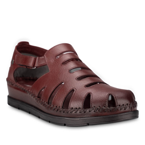 ALENA-G Kadın Deri Sandalet Bordo - 4