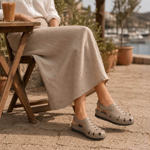 ALENA-G Kadın Deri Sandalet Stone - 2