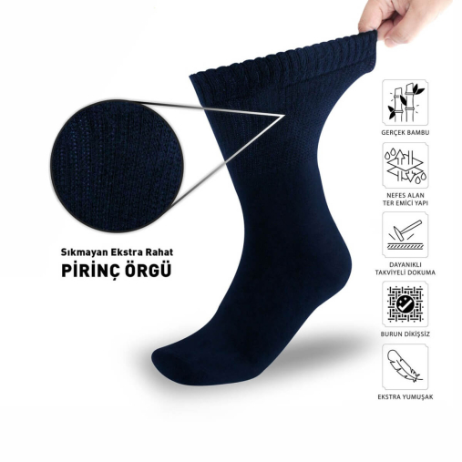 Diyabetik Erkek Bambu Çorap Lacivert - Forelli