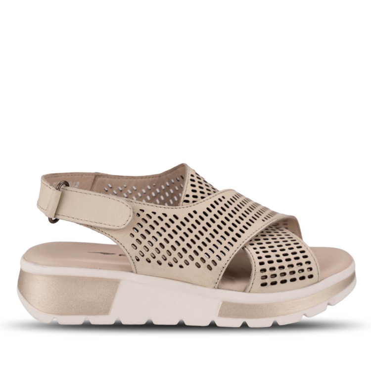 EMBER-G Kadın Deri Sandalet Bej - Forelli