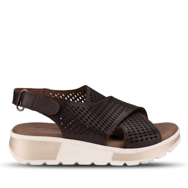 EMBER-G Kadın Deri Sandalet Kahve - Forelli