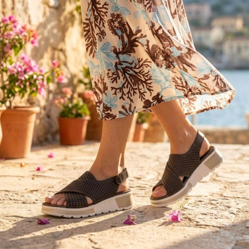 EMBER-G Kadın Deri Sandalet Kahve - 2