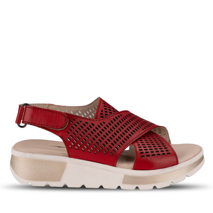 EMBER-G Kadın Deri Sandalet Kırmızı - Forelli