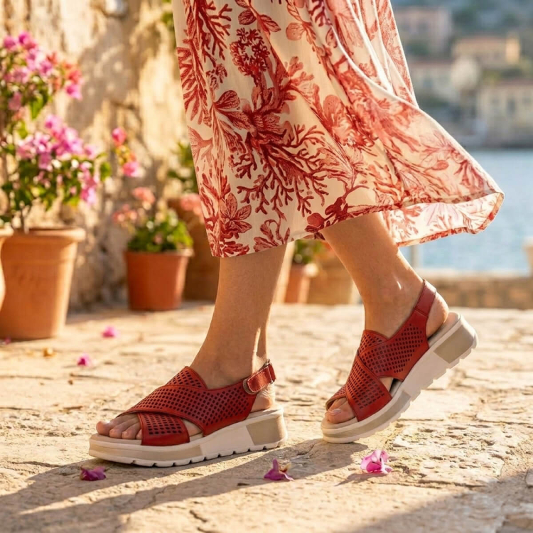 EMBER-G Kadın Deri Sandalet Kırmızı - Forelli (1)