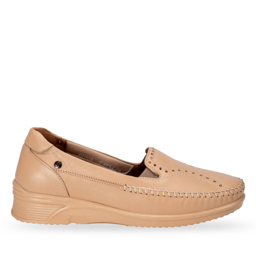 ERVA-G Kadın Deri Ayakkabı Açık Vizon 