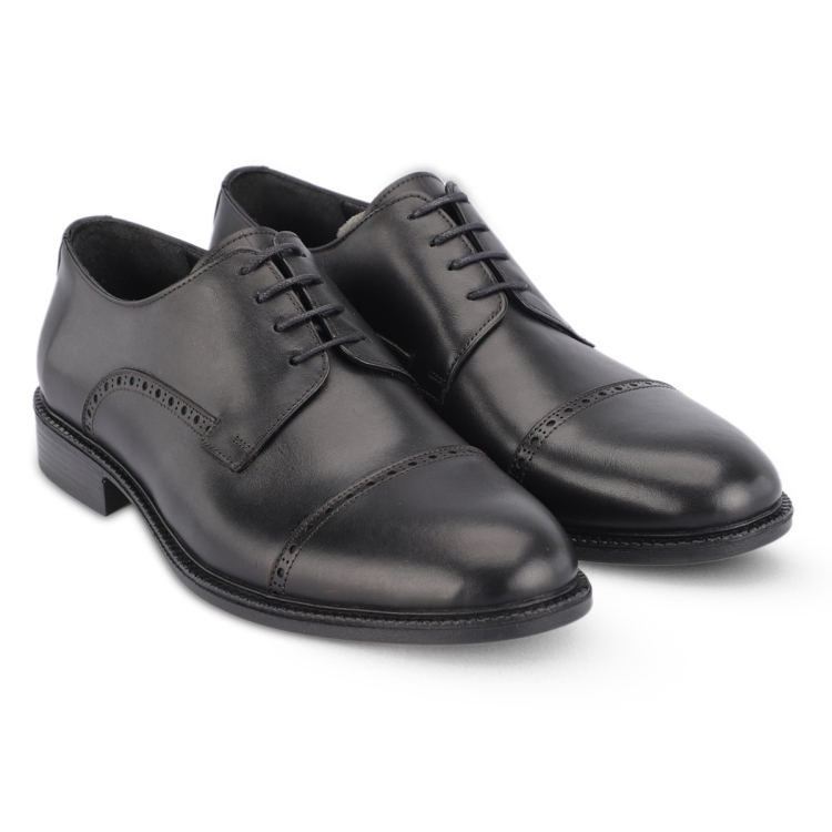 VEGA-G Erkek Deri Ayakkabı Siyah - Forelli (1)