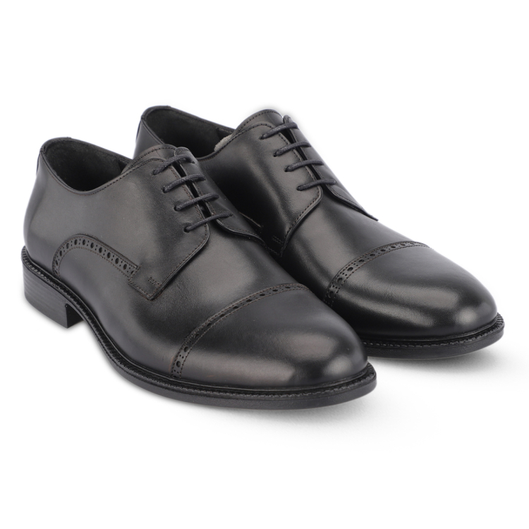 VEGA-G Erkek Deri Ayakkabı Siyah - Forelli (1)