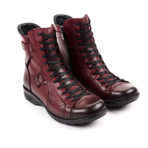 RETRO-G Kadın Deri Bot Bordo - 4