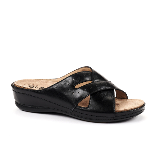 22008-G Kadın Deri Terlik Siyah - Forelli