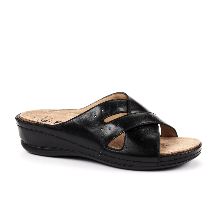 22008-G Kadın Deri Terlik Siyah - Forelli