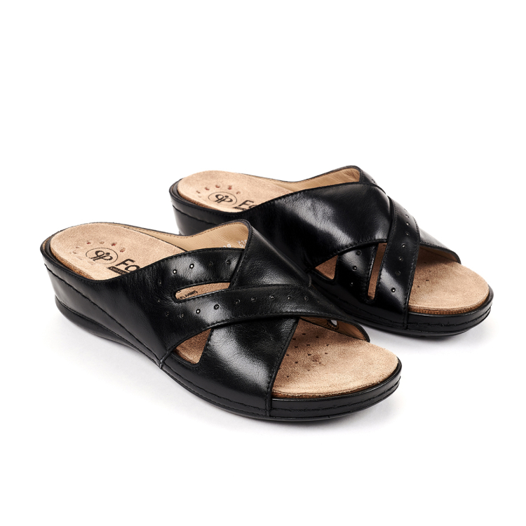 22008-G Kadın Deri Terlik Siyah - Forelli (1)