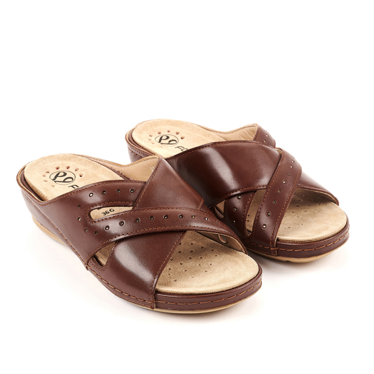 22008-G Kadın Deri Terlik Taba - Forelli (1)