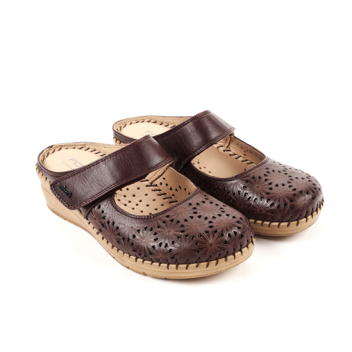 BIANCA-H Kadın Deri Terlik Kahve - Forelli (1)