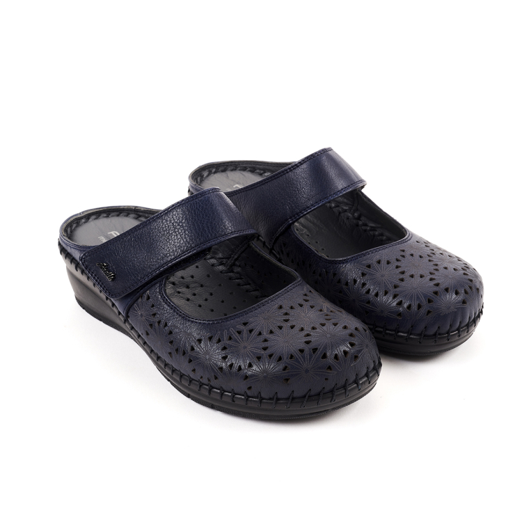 BIANCA-H Kadın Deri Terlik Lacivert - Forelli (1)