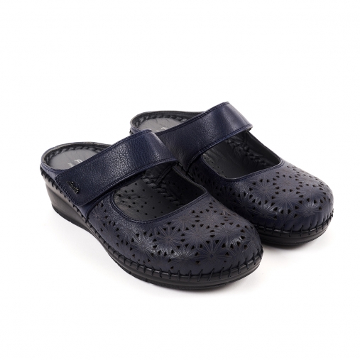 BIANCA-H Kadın Deri Terlik Lacivert - 2