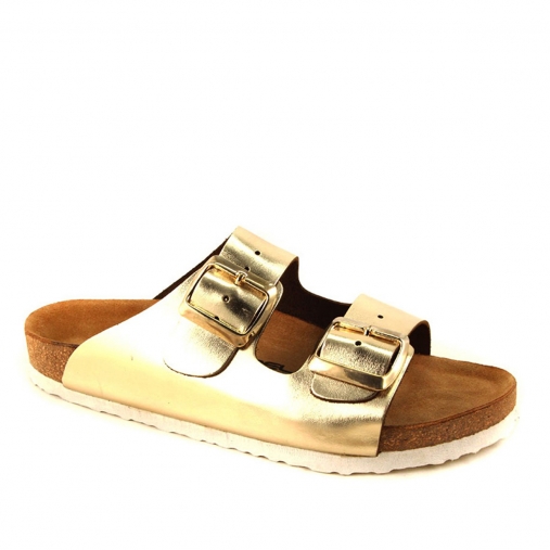LOTUS-H Kadın Deri Terlik Altın 