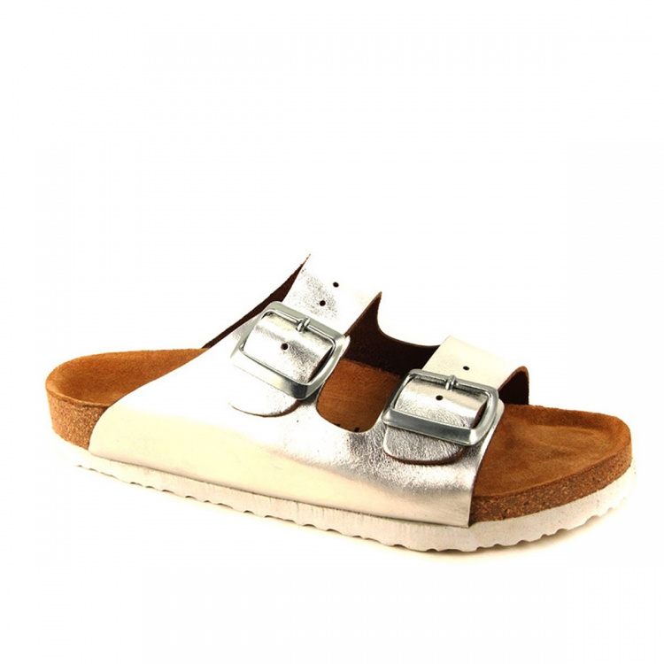 LOTUS-H Kadın Deri Terlik Gümüş - Forelli