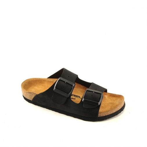 LOTUS-H Kadın Deri Terlik Siyah Nubuk 