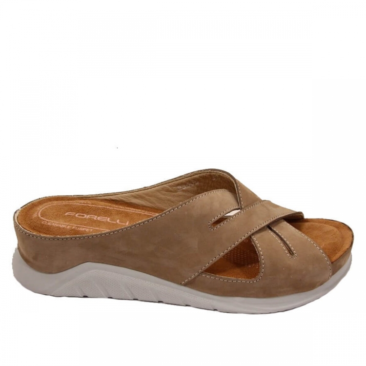 VERNA-G Kadın Deri Terlik Kum Nubuk - Forelli (1)