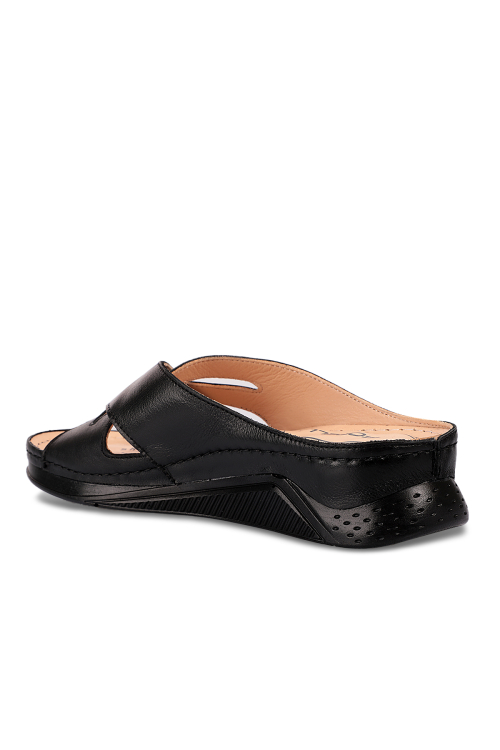 VERNA-G Kadın Deri Terlik Siyah - Forelli (1)