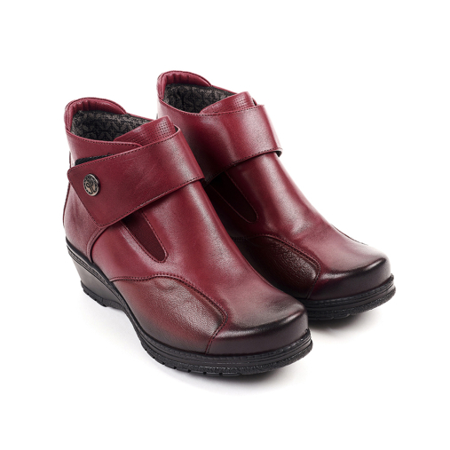 VIONIC-K Kadın Deri Hallux Bot Ayakkabı Bordo - 4