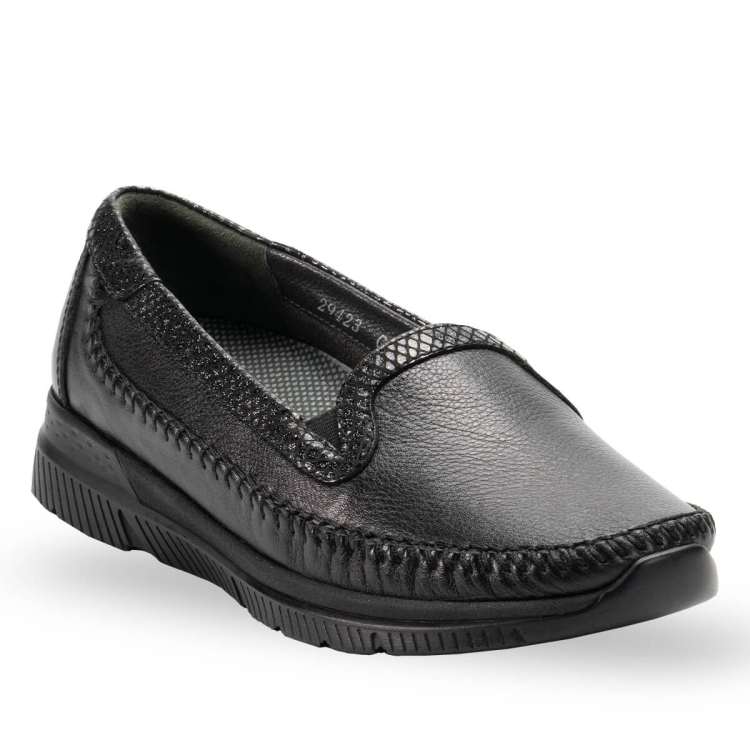 LADEN-G Kadın Deri Ayakkabı Siyah - Forelli (1)