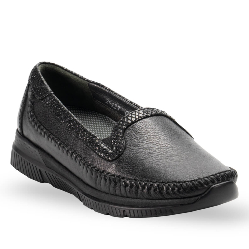 LADEN-G Kadın Deri Ayakkabı Siyah - Forelli (1)