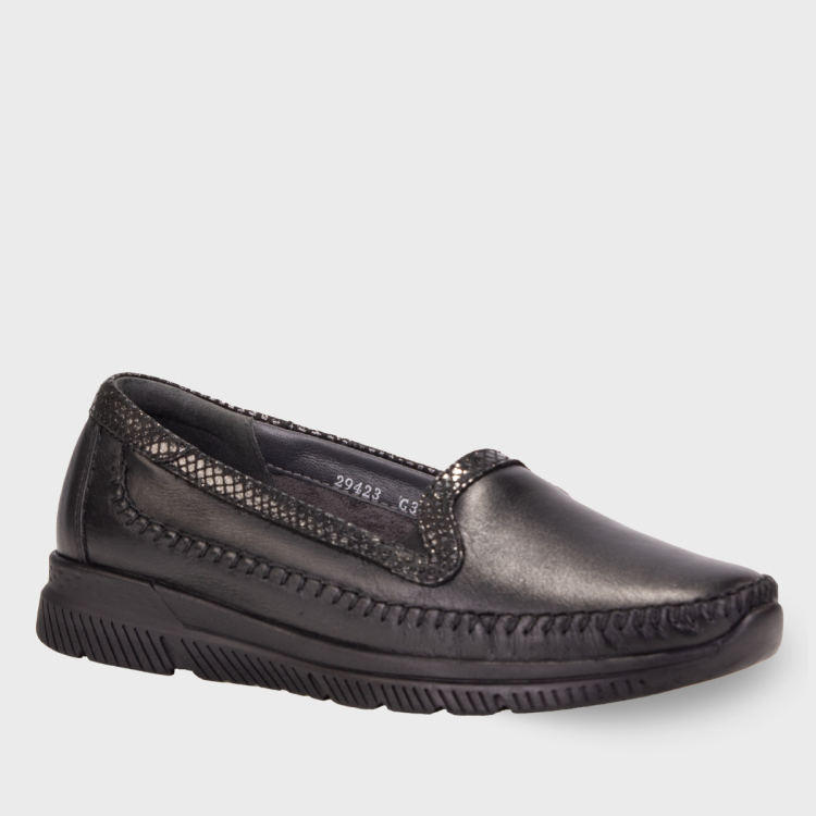 LADEN-G Kadın Deri Ayakkabı Siyah - Forelli (1)