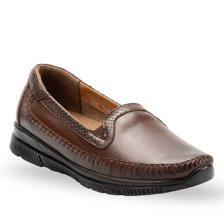 LADEN-G Kadın Deri Ayakkabı Taba - Forelli (1)