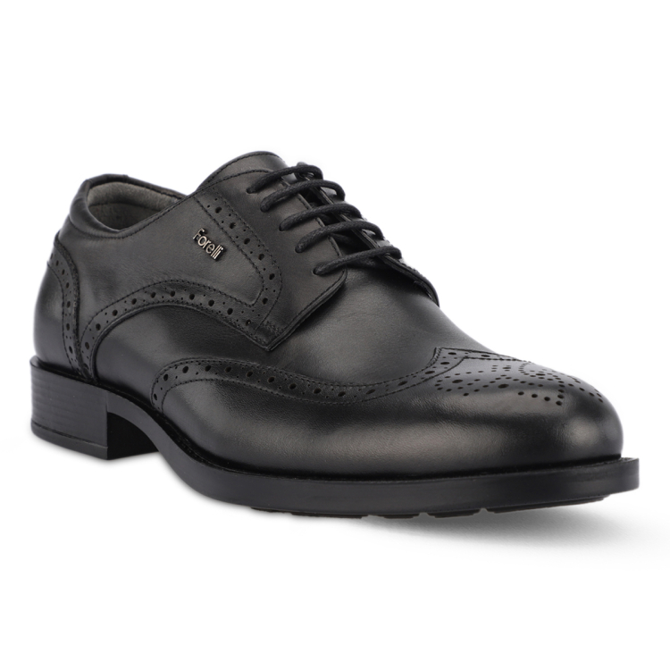 YORK-G Erkek Deri Ayakkabı Siyah - Forelli
