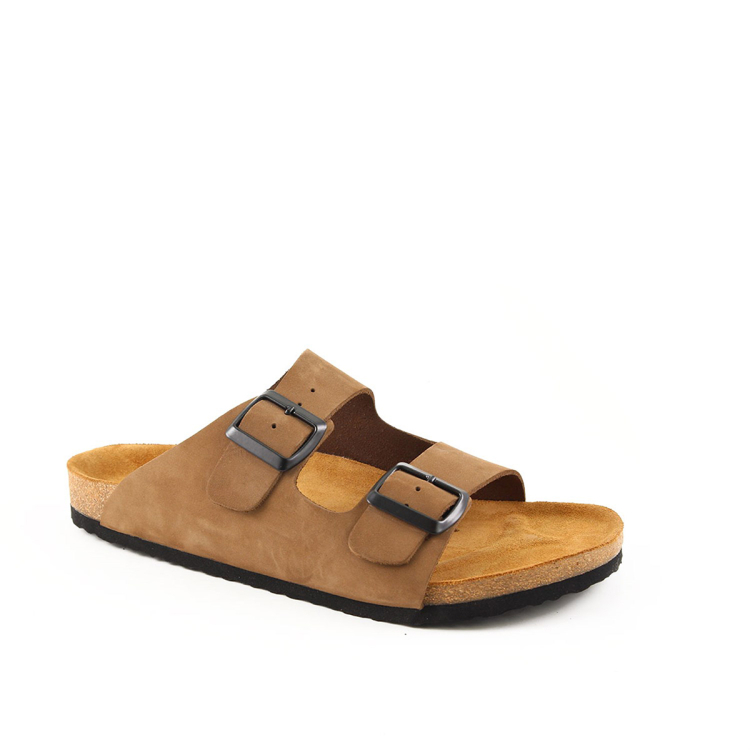 SOLIVE-G Erkek Deri Terlik Kum Nubuk - Forelli