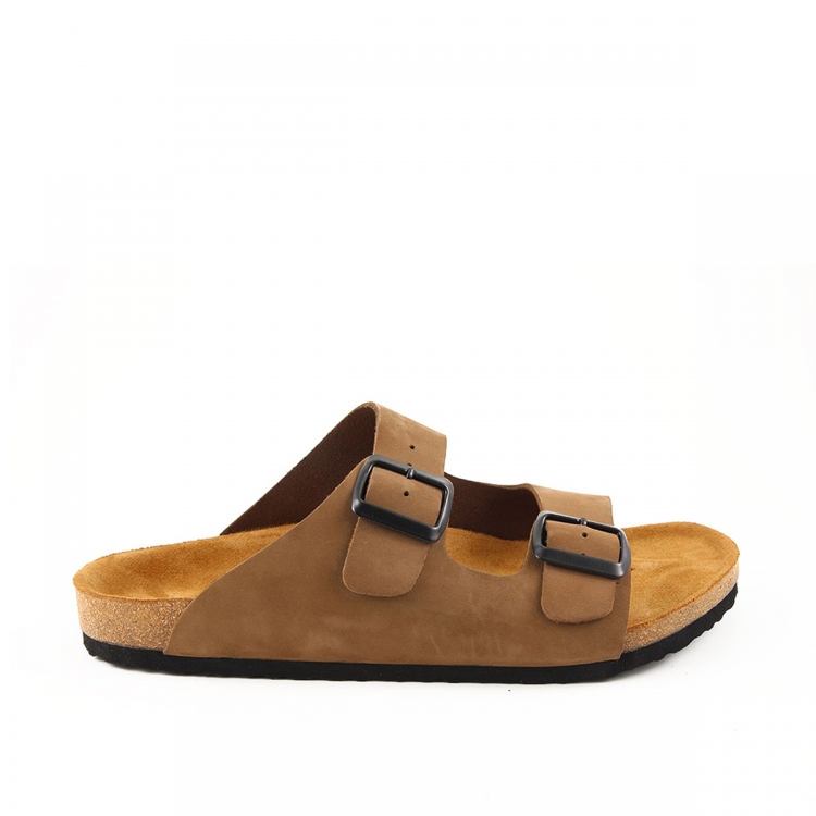 SOLIVE-G Erkek Deri Terlik Kum Nubuk - Forelli (1)