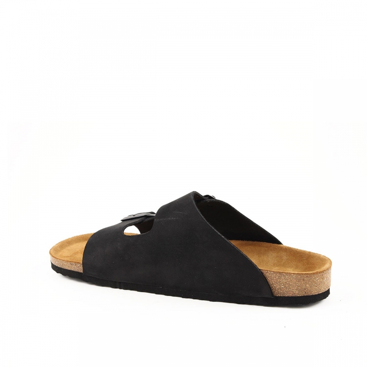 SOLIVE-G Erkek Deri Terlik Siyah Nubuk - Forelli (1)