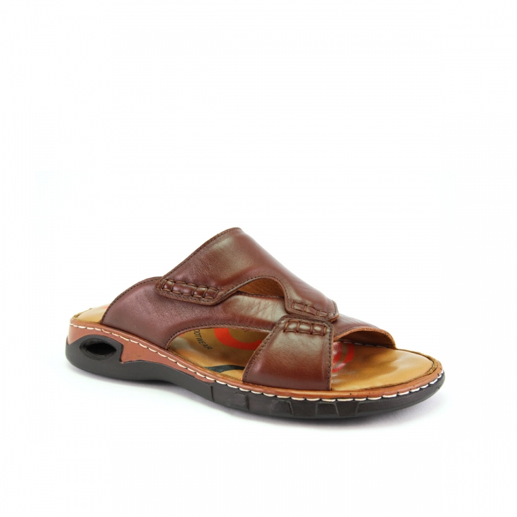 TUNA-G Erkek Deri Terlik Kahve - Forelli (1)