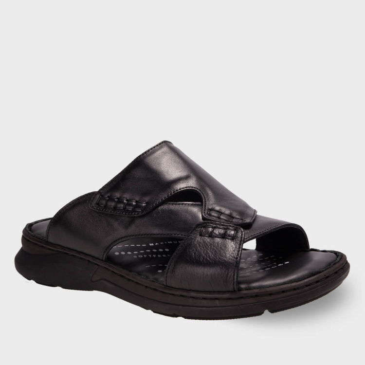 TUNA-G Erkek Deri Terlik Siyah - Forelli (1)