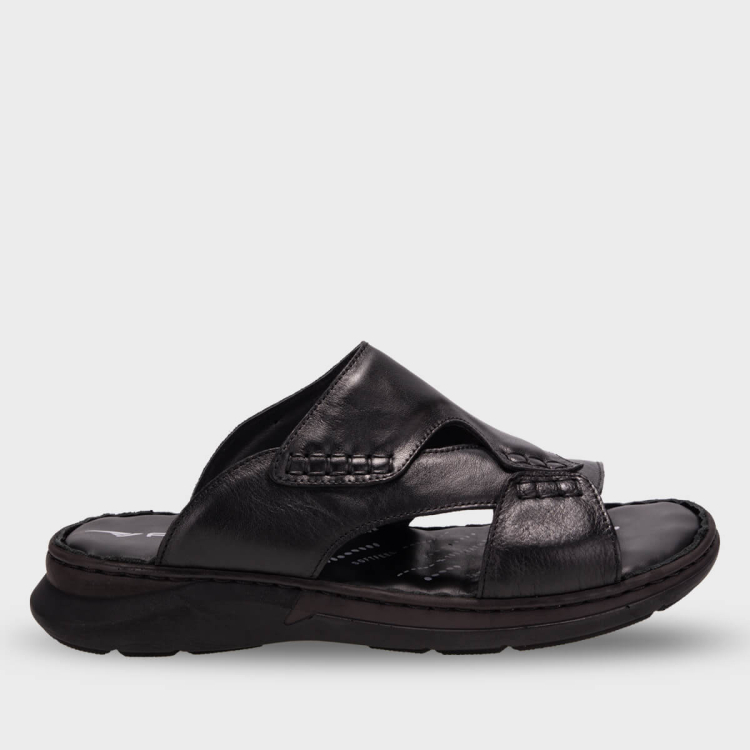 TUNA-G Erkek Deri Terlik Siyah - Forelli