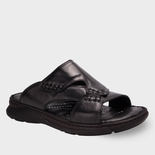 TUNA-G Erkek Deri Terlik Siyah - Forelli (1)