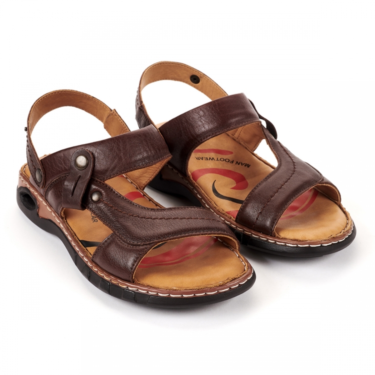 URAL-G Erkek Deri Sandalet Kahve - Forelli (1)