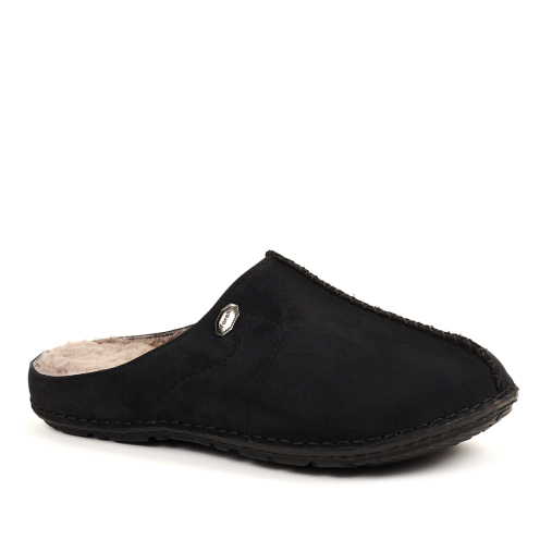 EDEL-G Erkek Deri Terlik Siyah Nubuk 