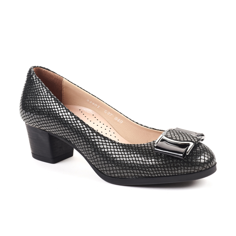DANIL-G Kadın Deri Ayakkabı Siyah Baskılı - Forelli