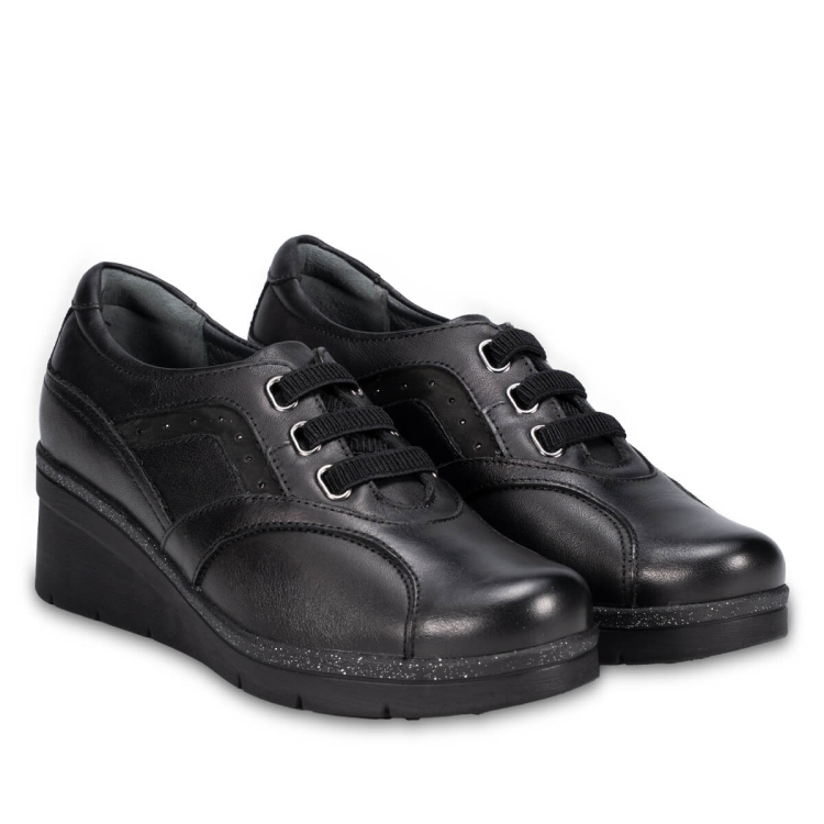 DEFNE-G Kadın Deri Ayakkabı Siyah - Forelli (1)