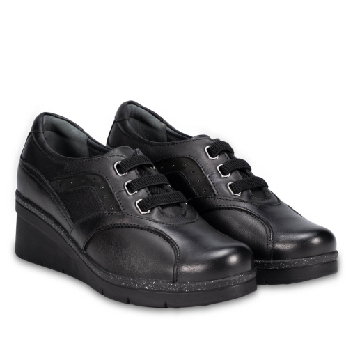 DEFNE-G Kadın Deri Ayakkabı Siyah - Forelli (1)