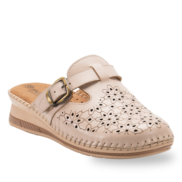 CARY-H Kadın Deri Terlik Bej - Forelli (1)