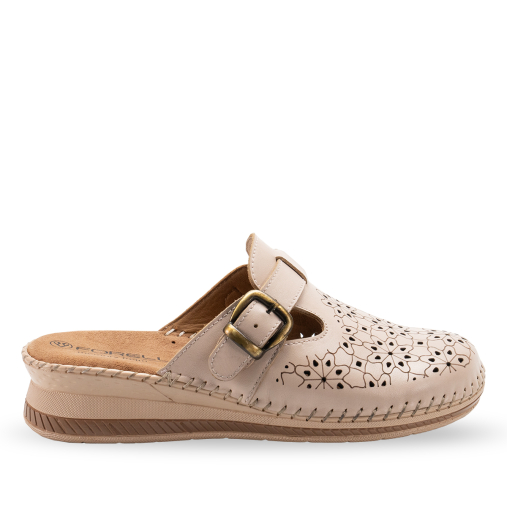 CARY-H Kadın Deri Terlik Bej - Forelli