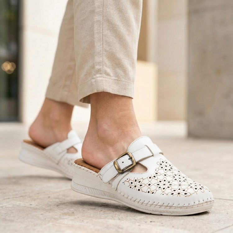 CARY-H Kadın Deri Terlik Beyaz - Forelli (1)