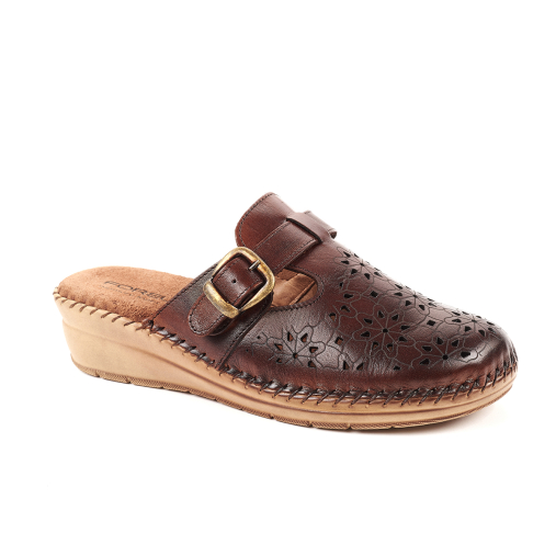 CARY-H Kadın Deri Terlik Kahve 