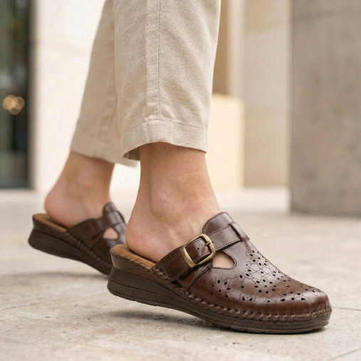 CARY-H Kadın Deri Terlik Kahve - Forelli (1)