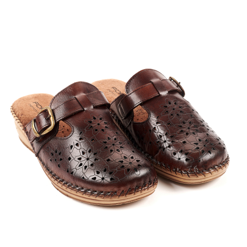 CARY-H Kadın Deri Terlik Kahve - 2